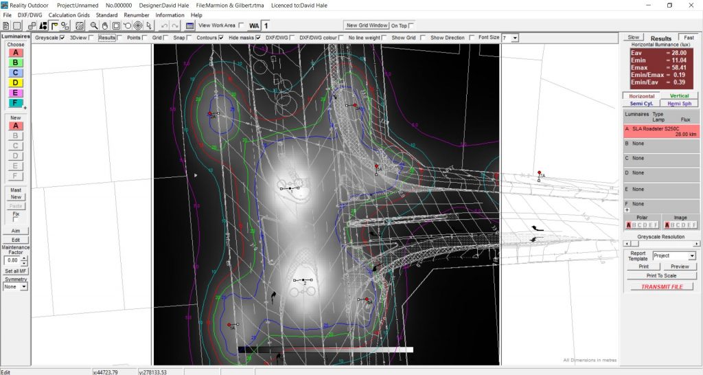 Area lighting calculation