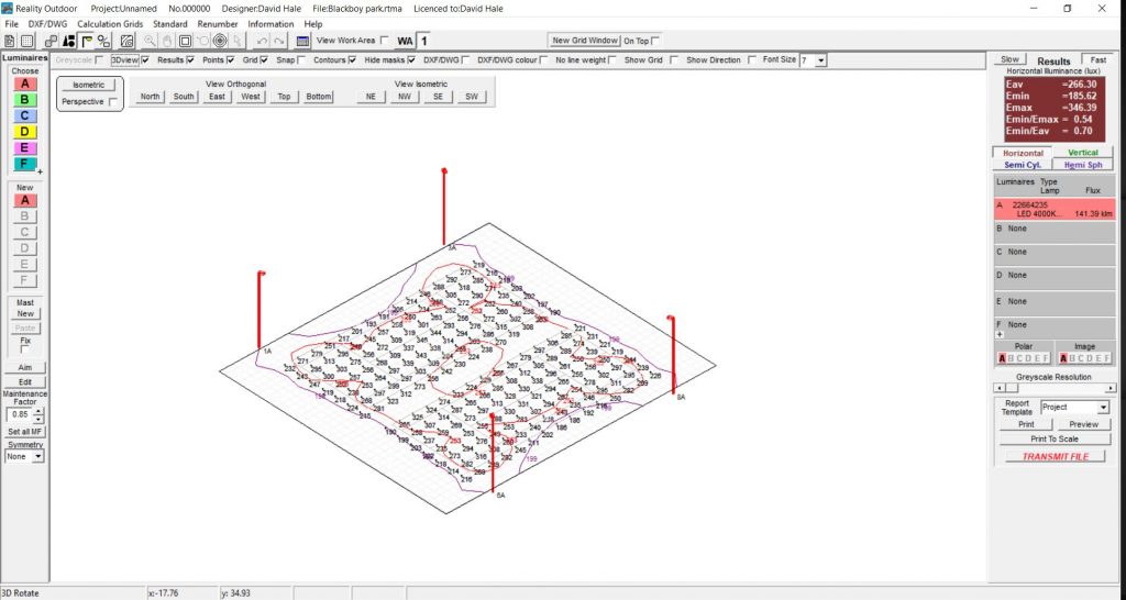 Area lighting calculation