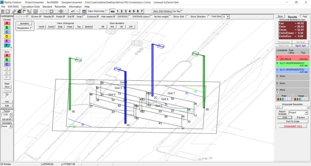 Area lighting calculation